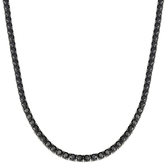 Giani Bernini Black Spinel Tennis Necklace in Ruthenium Plated 925 SS NWT✨️
